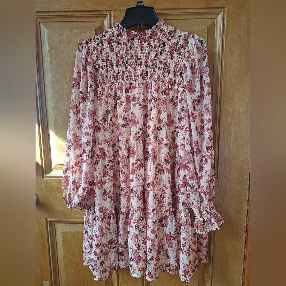 Floral Long Sleeve Dress By Entro Medium